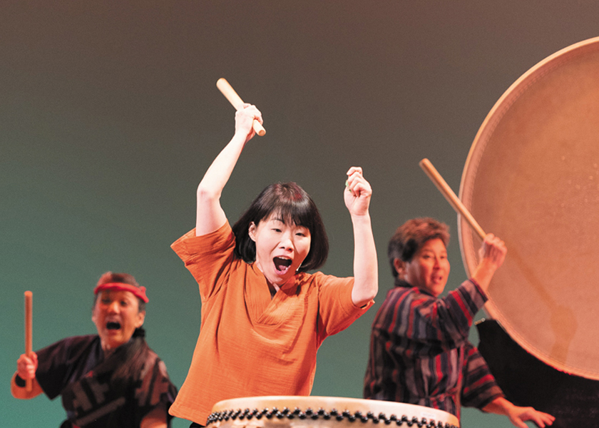 HerBeat taiko performance: Aki Takahashi (center)