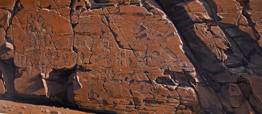 Ancient petryglyphs at Bangudae near Ulsan, South Korea.