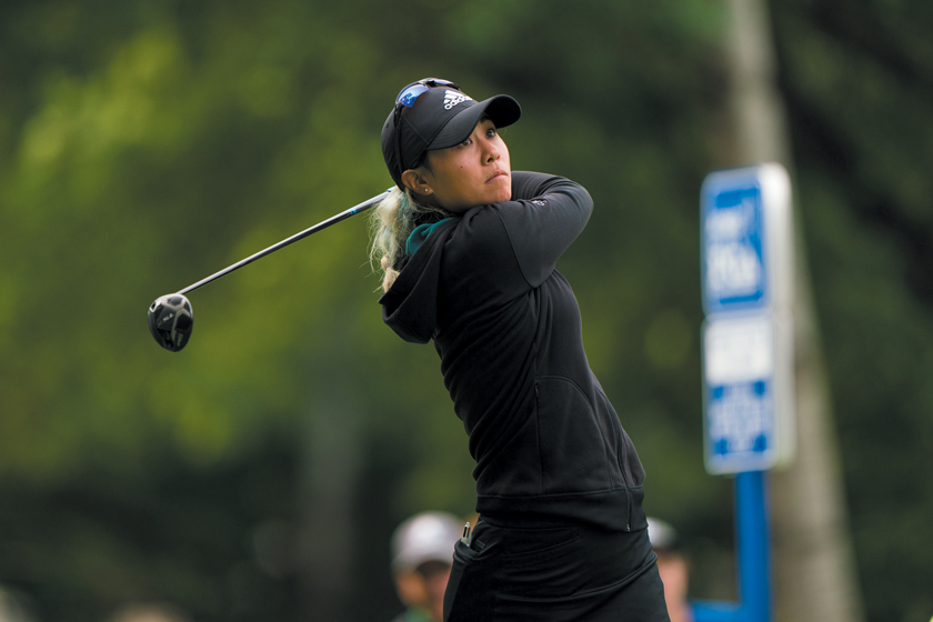 CHASKA, MN - JUNE 21: Danielle Kang hits her tee shot on 14th hole during the second round for the 65th KPMG Womenâ€™s PGA Championship held at Hazeltine National Golf Club on June 21, 2019 in Chaska, Minnesota. 