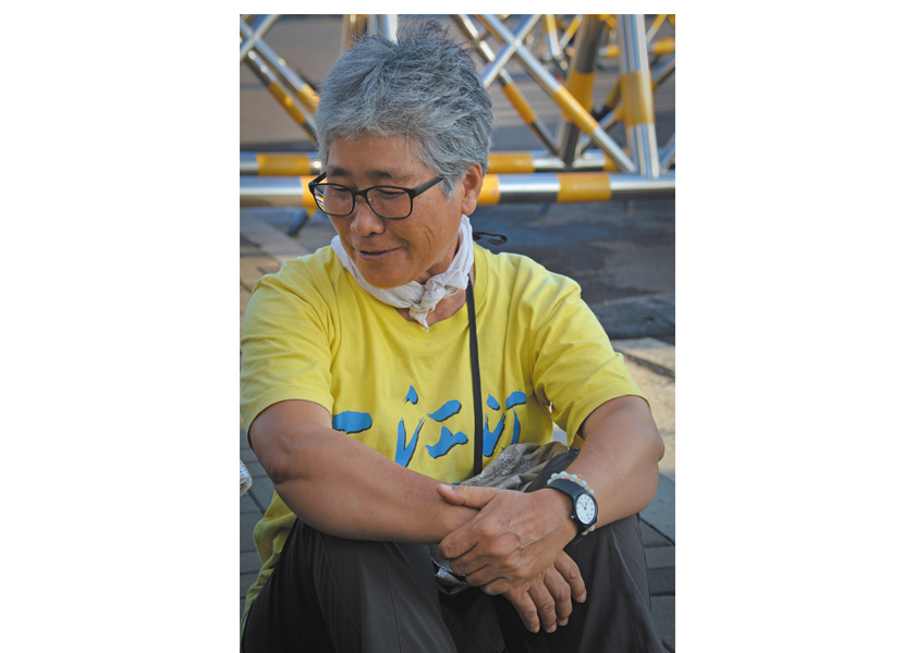 Catholic activist and Jeju native Sunyoo Jeong at the naval base in Gangjeong, Jeju island, South Korea