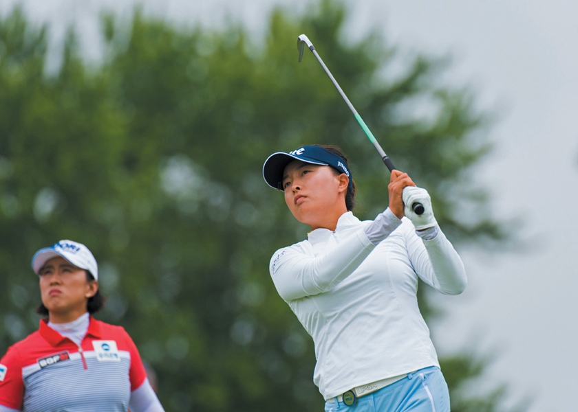 WPGA Championship in Minnesota, Jin Young Ko hits her tee shot in the final round.