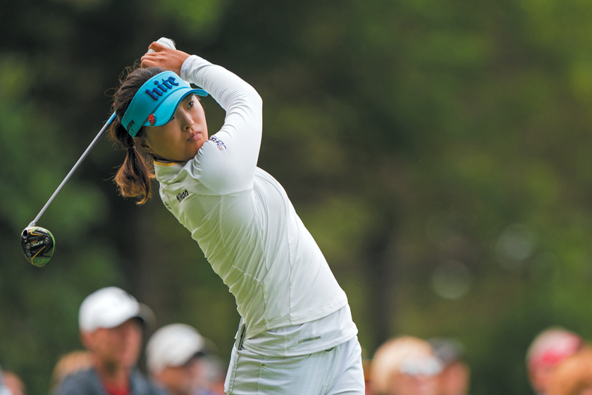 CHASKA, MN - JUNE 21: Sung Hyun Park of the Republic of Korea hits her tee shot on the 14th hole during the second round for the 65th KPMG Womenâ€™s PGA Championship held at Hazeltine National Golf Club on June 21, 2019 in Chaska, Minnesota. 