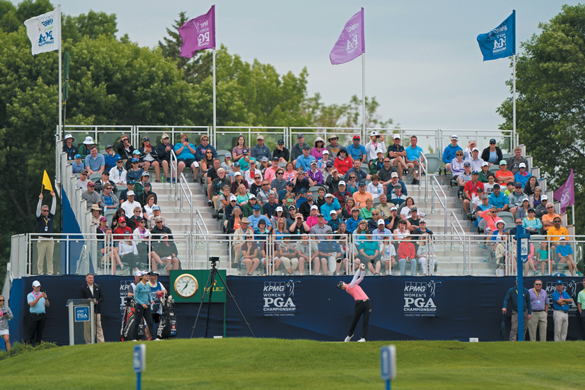 CHASKA, MN - JUNE 22: Sung Hyun Park of the Republic of Korea hits her tee shot on the first hole during the third round for the 65th KPMG Womenâ€™s PGA Championship held at Hazeltine National Golf Club on June 22, 2019 in Chaska, Minnesota.