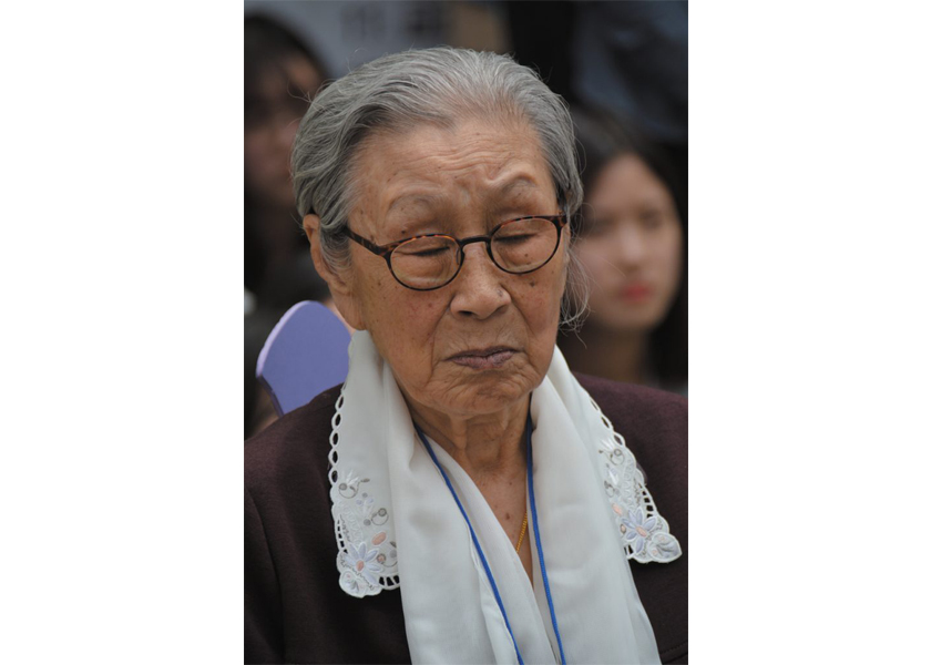 Comfort Women: Former comfort woman Kim Bok Dong at the weekly demonstration in front of the Japanese embassy in Seoul, South Korea, recenly passed away.